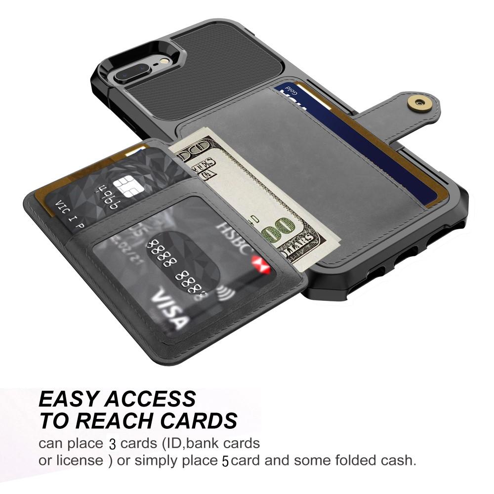 iPhone 6/6S/7/8 Plus Stöttåligt Mobilskal med Plånbok, svart