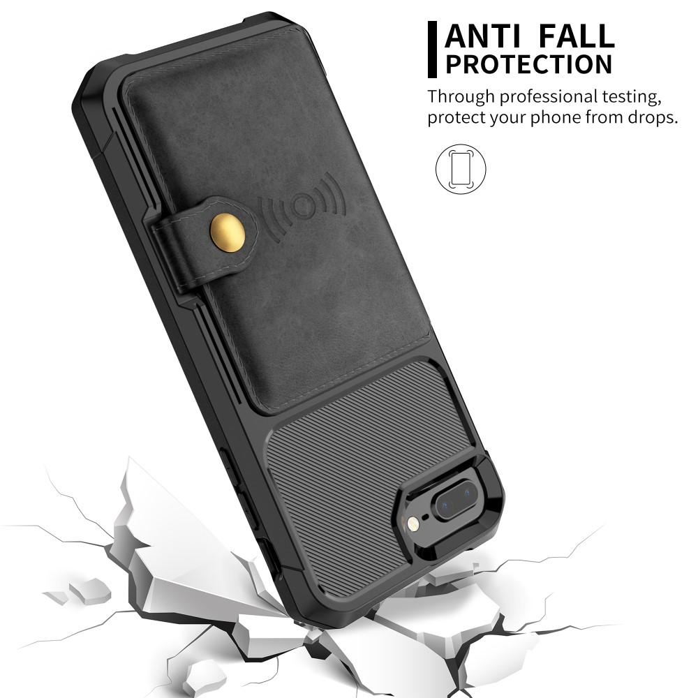 iPhone 7 Plus/iPhone 6 Plus/6S Plu/iPhone 8 Plus Stöttåligt Mobilskal med Plånbok, Svart