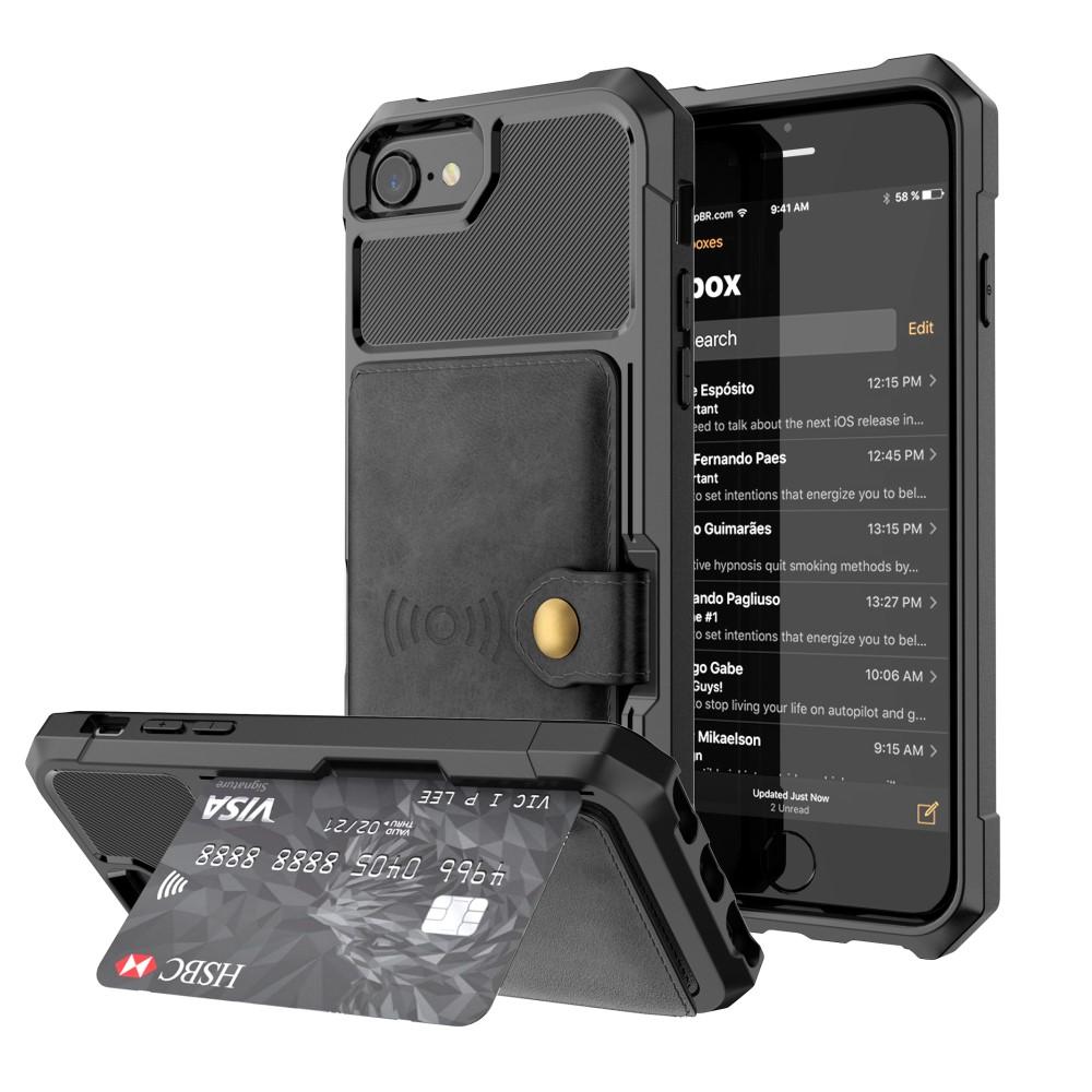 iPhone SE (2022) Stöttåligt Mobilskal med Plånbok, svart