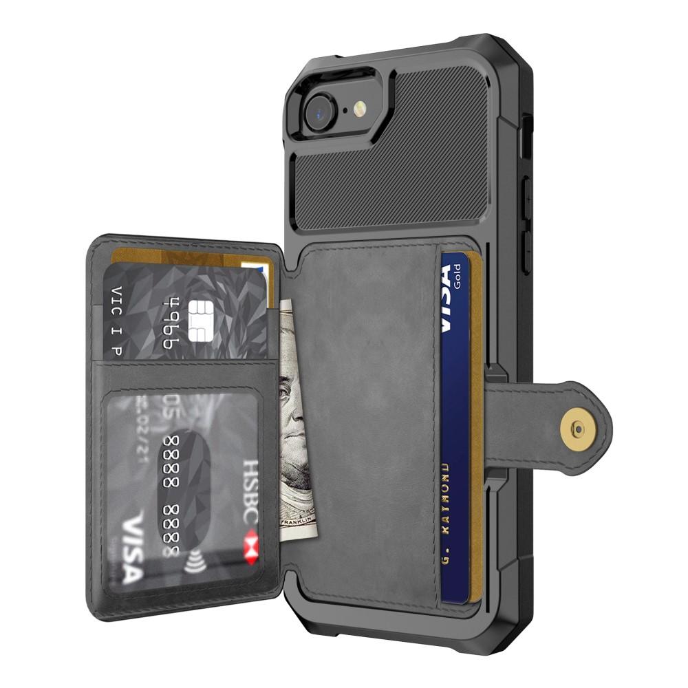 iPhone 7 Stöttåligt Mobilskal med Plånbok, svart