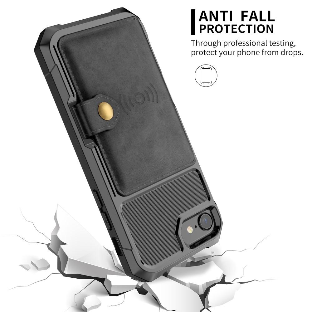 iPhone 8 Stöttåligt Mobilskal med Plånbok, svart