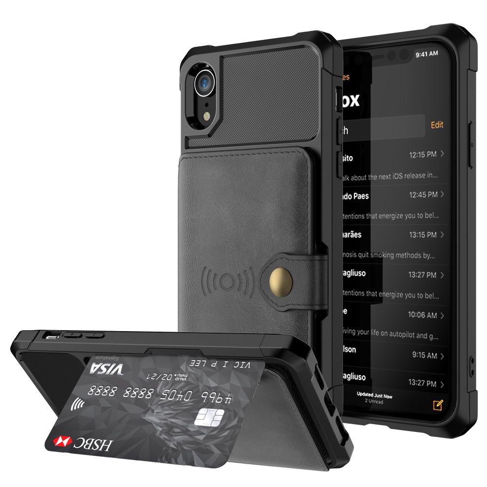 iPhone XR Stöttåligt Mobilskal med Plånbok, svart