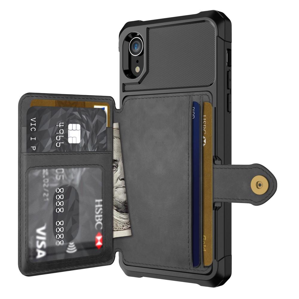 iPhone XR Stöttåligt Mobilskal med Plånbok, svart