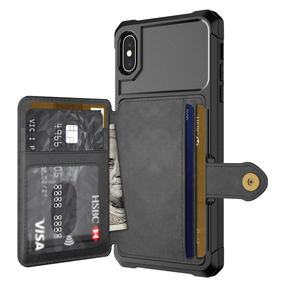 iPhone Xs Max Stöttåligt Mobilskal med Plånbok, Svart