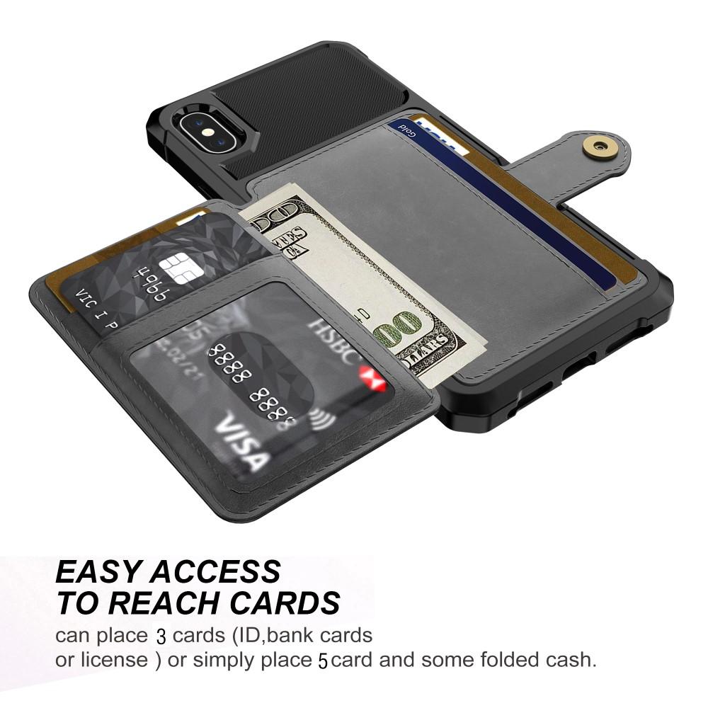 iPhone XS Max Stöttåligt Mobilskal med Plånbok, svart