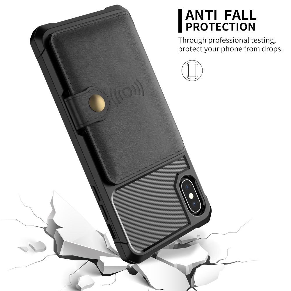 iPhone XS Max Stöttåligt Mobilskal med Plånbok, svart