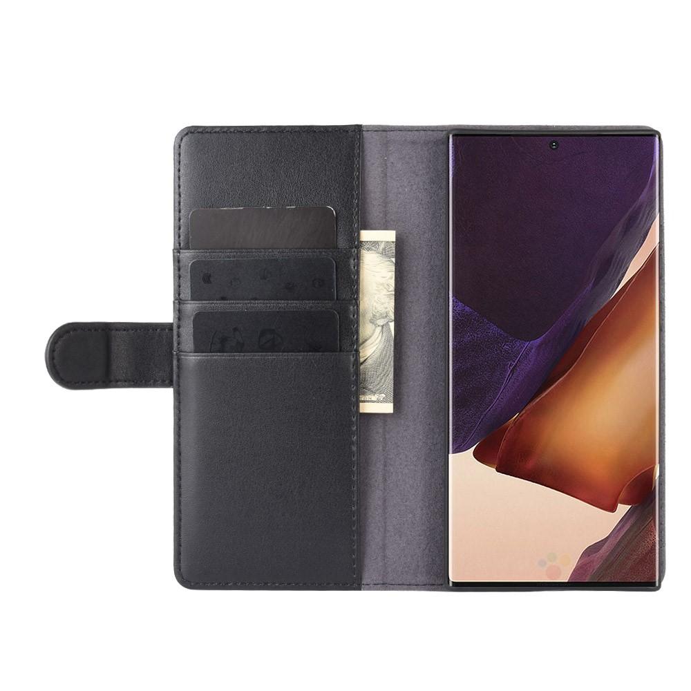 Galaxy Note 20 Plånboksfodral i Äkta Läder, svart