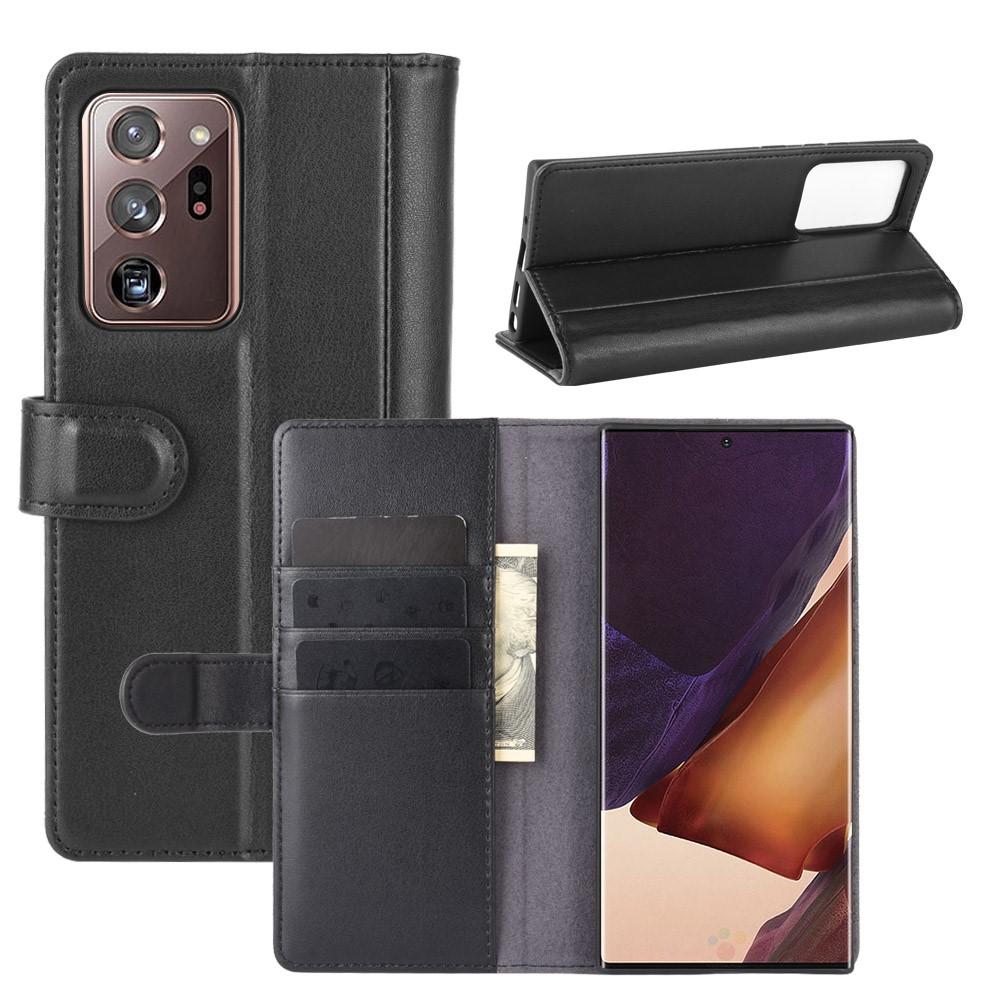 Galaxy Note 20 Ultra Plånboksfodral i Äkta Läder, svart