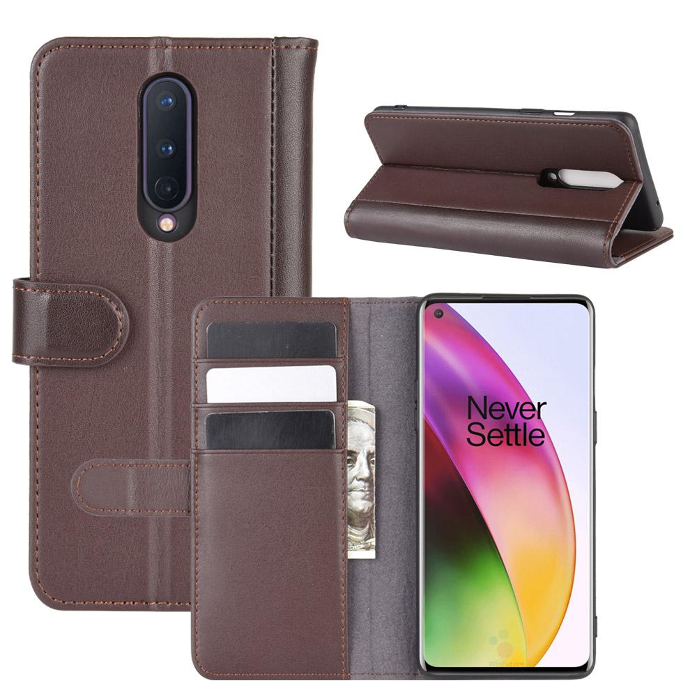  OnePlus 8 Plånboksfodral i Äkta Läder, Brun