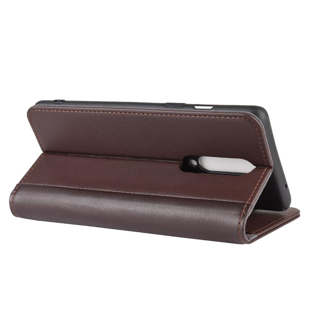 OnePlus 8 Plånboksfodral i Äkta Läder, brun
