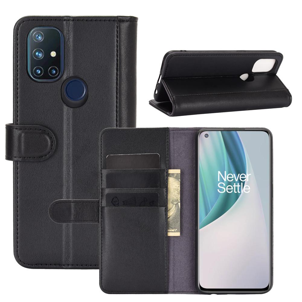  OnePlus Nord N10 5G Plånboksfodral i Äkta Läder, Svart