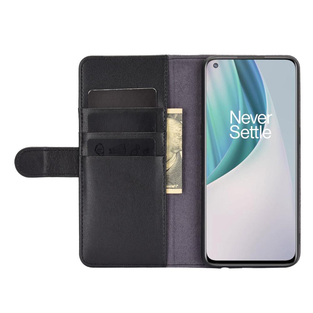  OnePlus Nord N10 5G Plånboksfodral i Äkta Läder, Svart