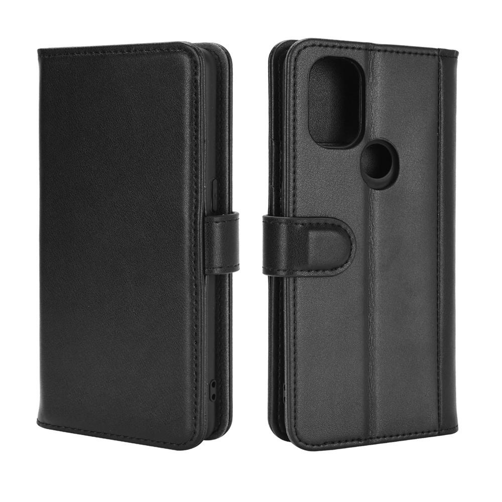  OnePlus Nord N10 5G Plånboksfodral i Äkta Läder, Svart