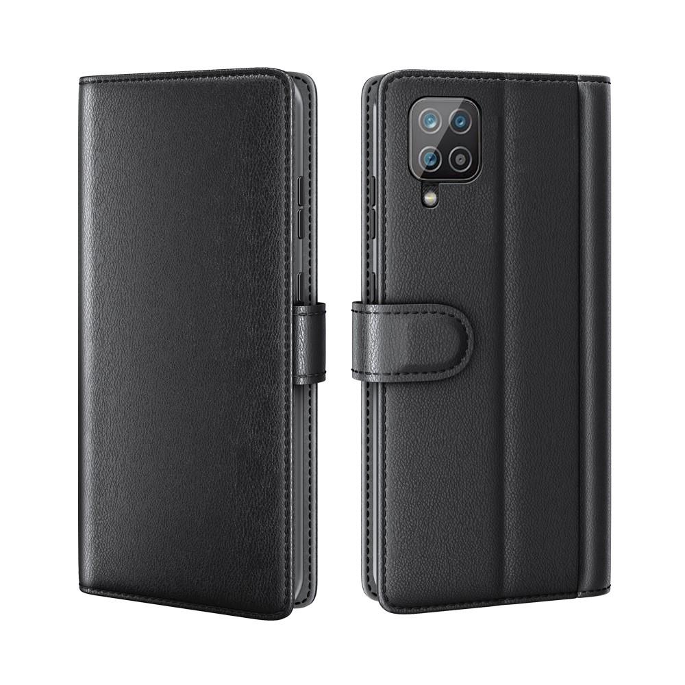 Samsung Galaxy A12 Plånboksfodral i Äkta Läder, svart