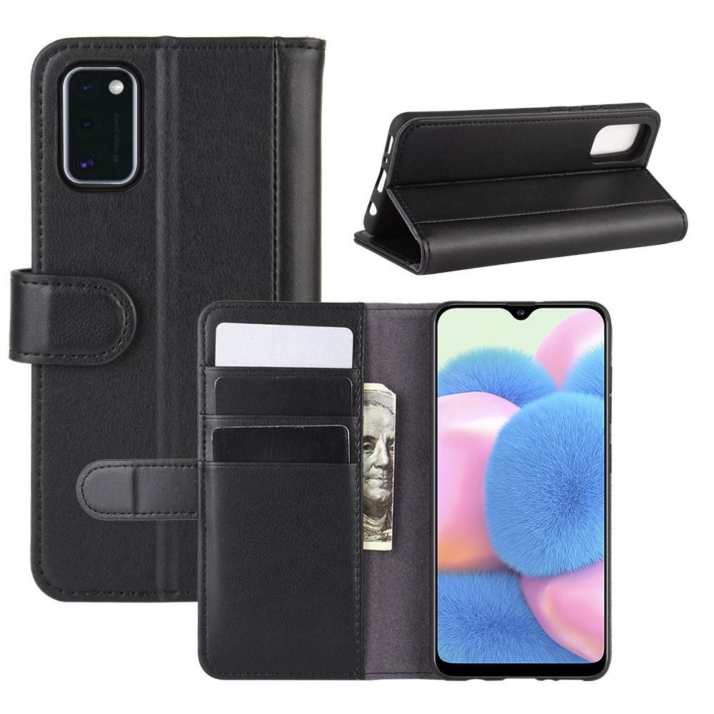Samsung Galaxy A41 Plånboksfodral i Äkta Läder, svart