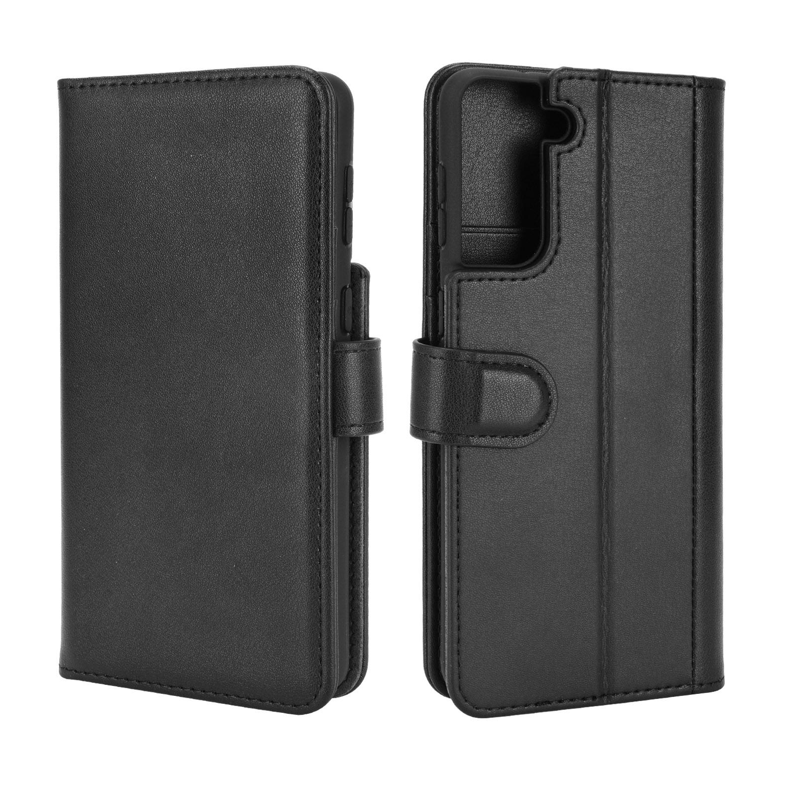 Samsung Galaxy S21 Plånboksfodral i Äkta Läder, svart
