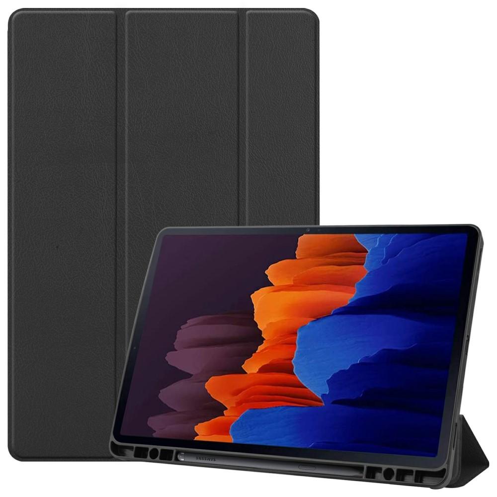 Galaxy Tab S7 Plus/S8 Plus 12.4 Tri-fold Fodral med pennhållare, svart