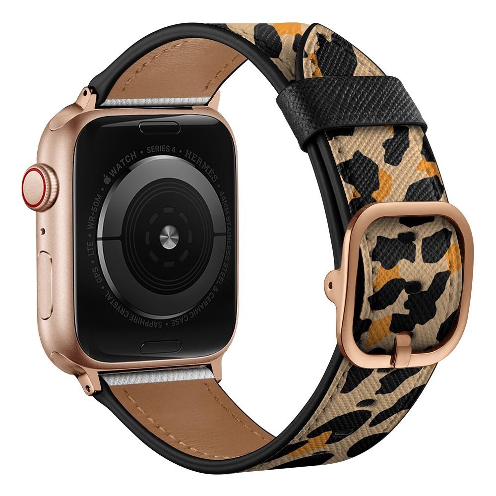 Apple Watch 41mm Series 7 Armband i äkta läder, leopard