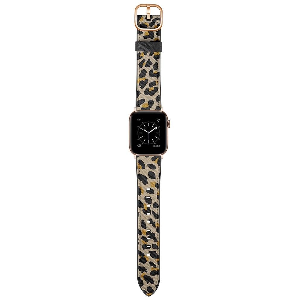 Apple Watch 41mm Series 7 Armband i äkta läder, leopard