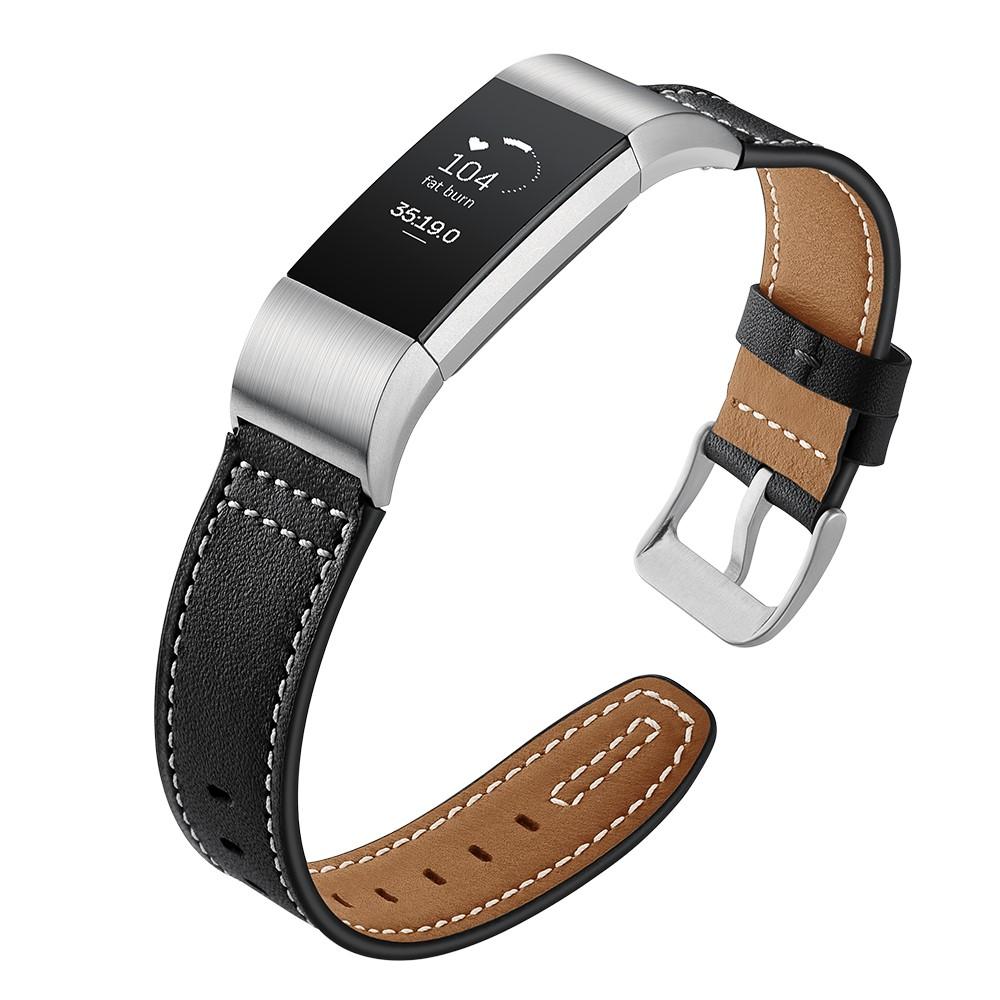 Fitbit Charge 2 Armband i äkta läder, Svart