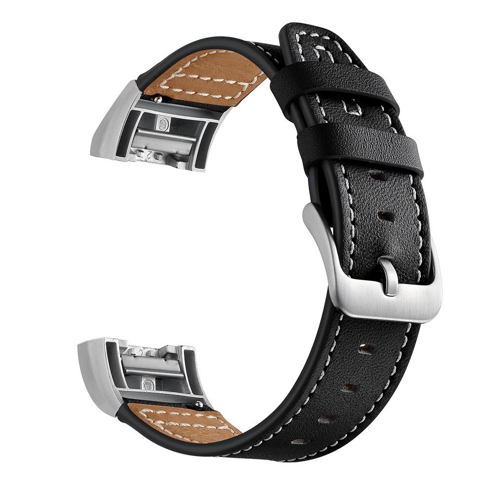 Fitbit Charge 2 Armband i äkta läder, Svart