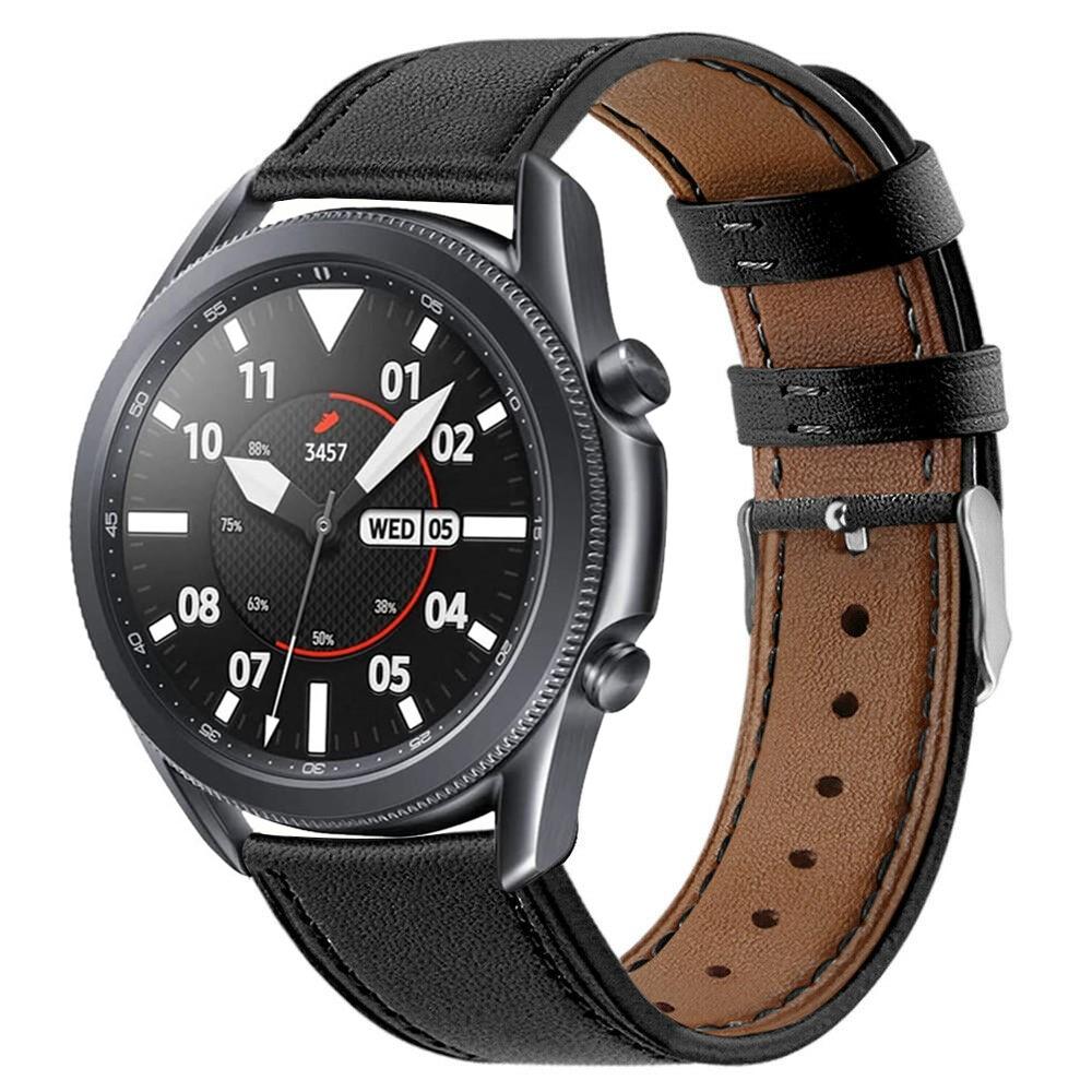 Samsung Galaxy Watch 3 45mm Armband i äkta läder, svart