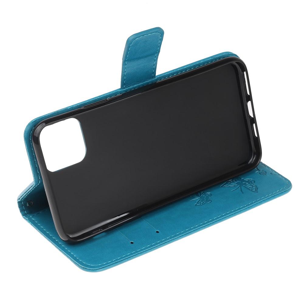 iPhone 12/12 Pro Mobilfodral med fjärilar, blå