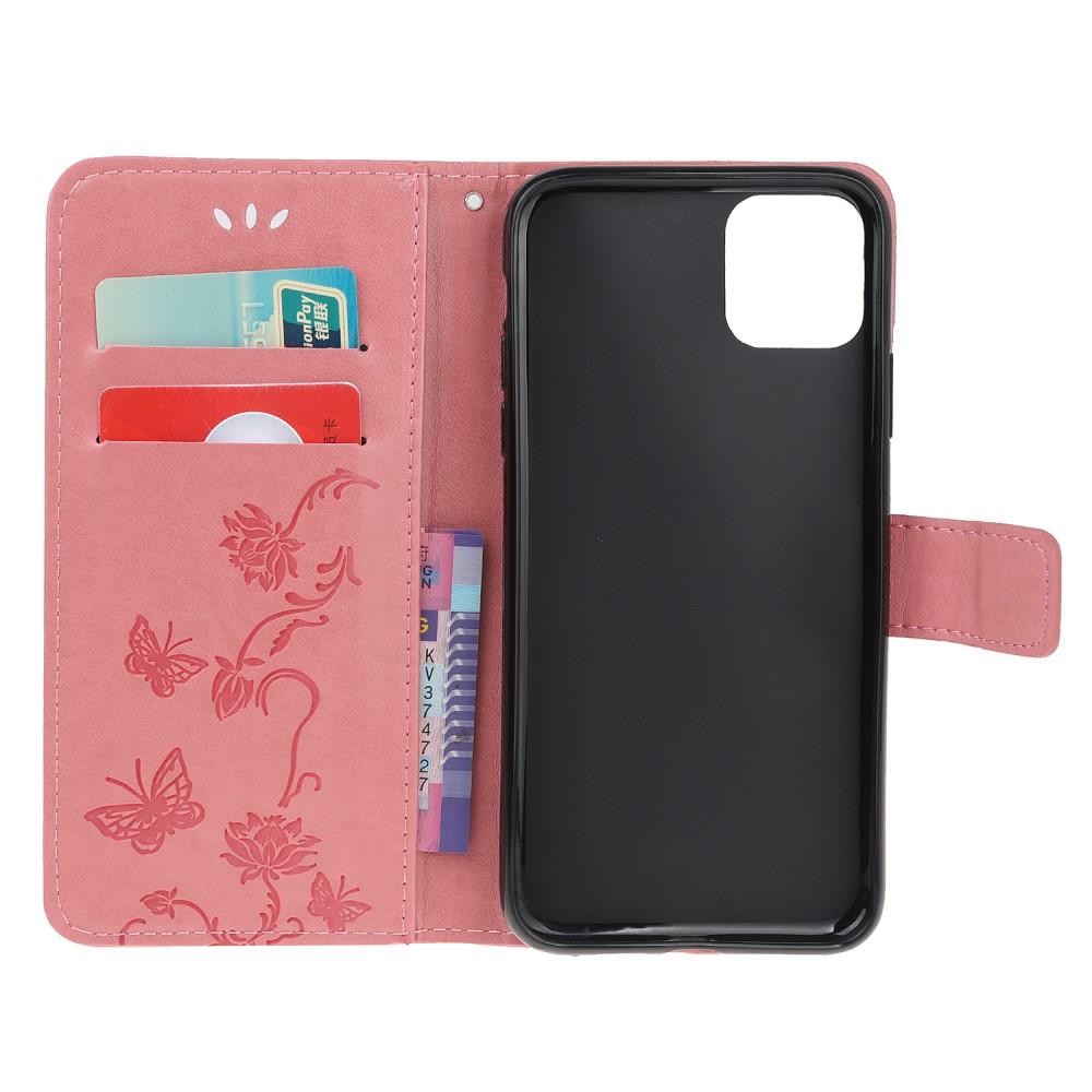 iPhone 12/12 Pro Mobilfodral med fjärilar, rosa
