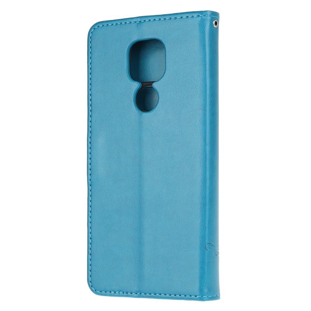Motorola Moto E7 Plus/Moto G9 Play Mobilfodral med fjärilar, Blå
