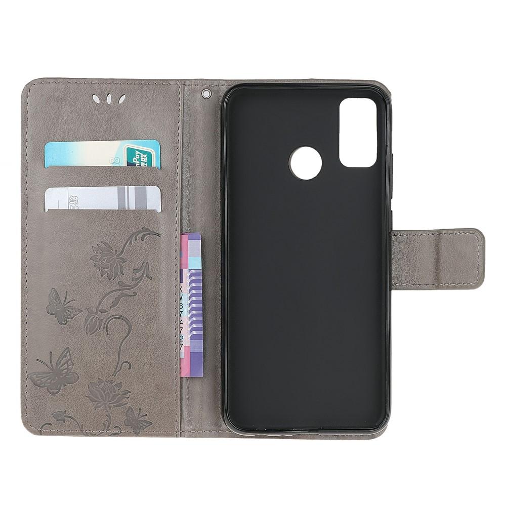 Motorola Moto G30/Moto G10/Moto G20 Mobilfodral med fjärilar, Grå