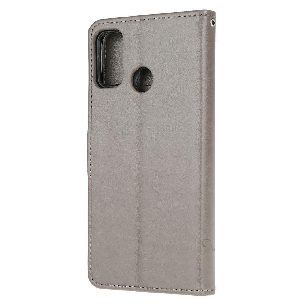 Motorola Moto G30/Moto G10/Moto G20 Mobilfodral med fjärilar, Grå