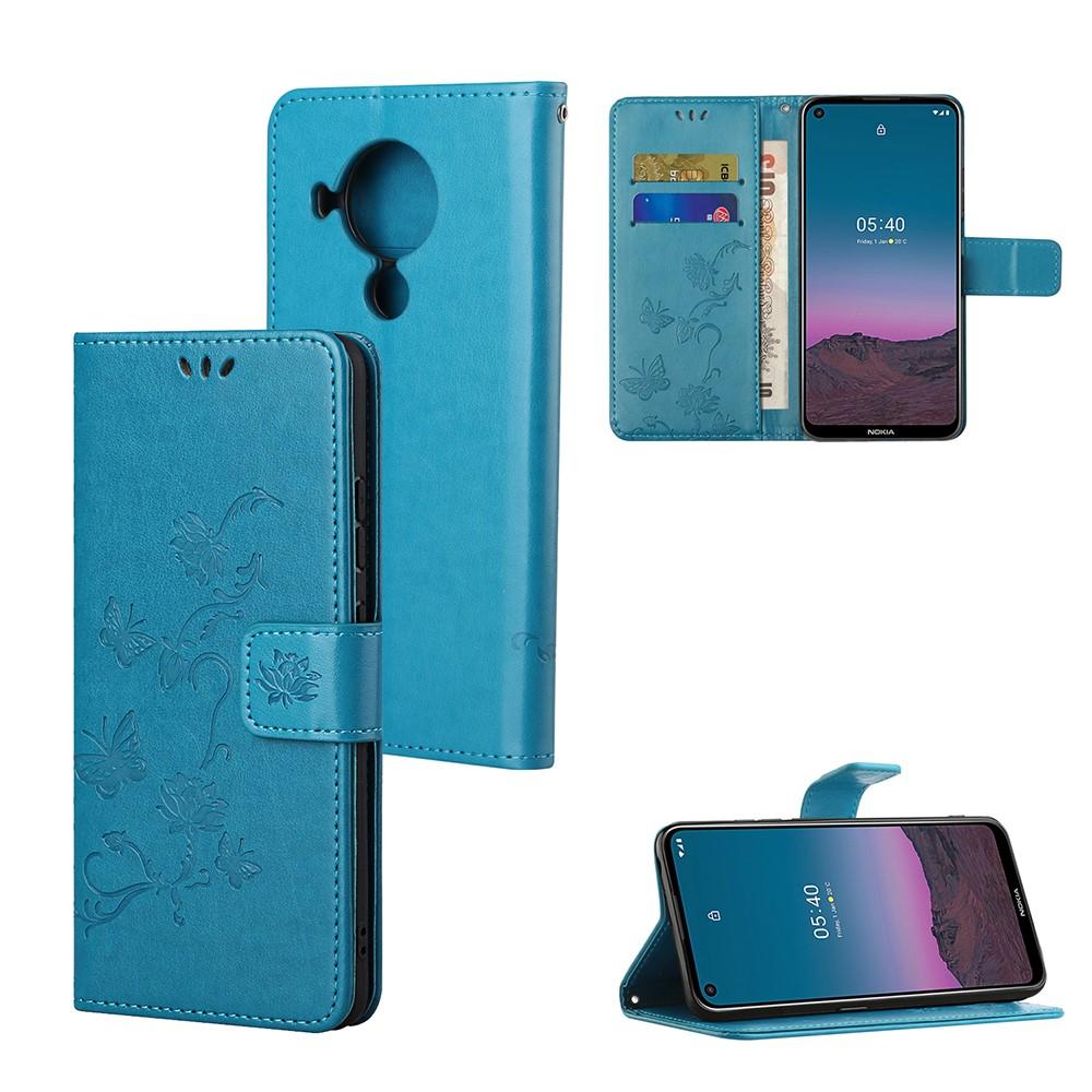 Nokia 5.4 Mobilfodral med fjärilar, Blå
