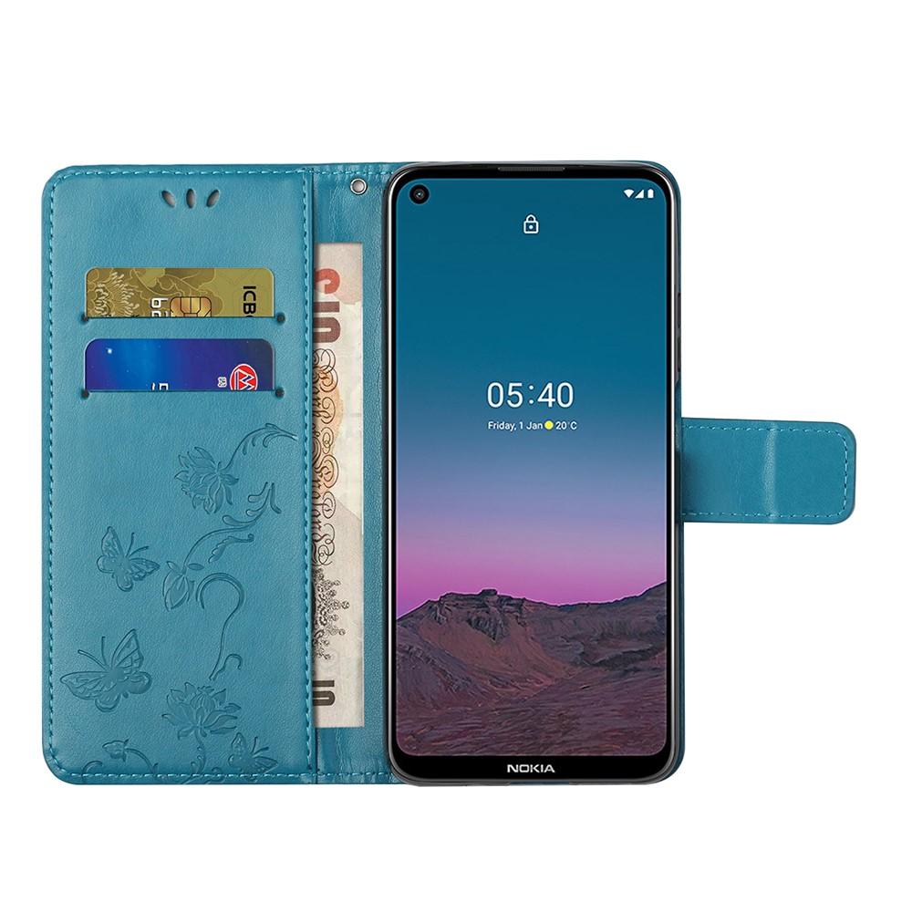 Nokia 5.4 Mobilfodral med fjärilar, Blå