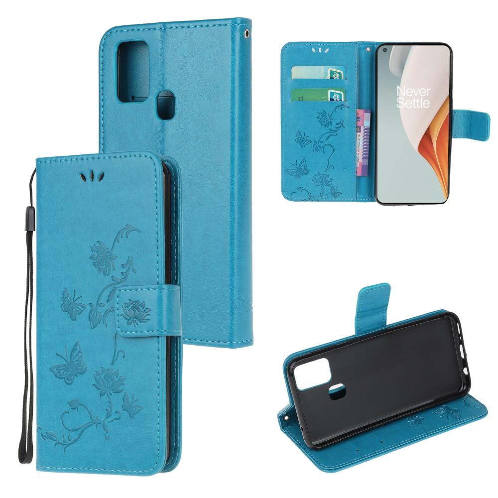  OnePlus Nord N100 Mobilfodral med fjärilar, Blå