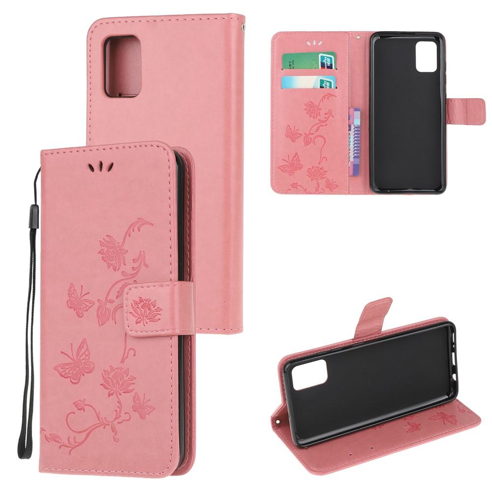 Samsung Galaxy A72 5G Mobilfodral med fjärilar, Rosa