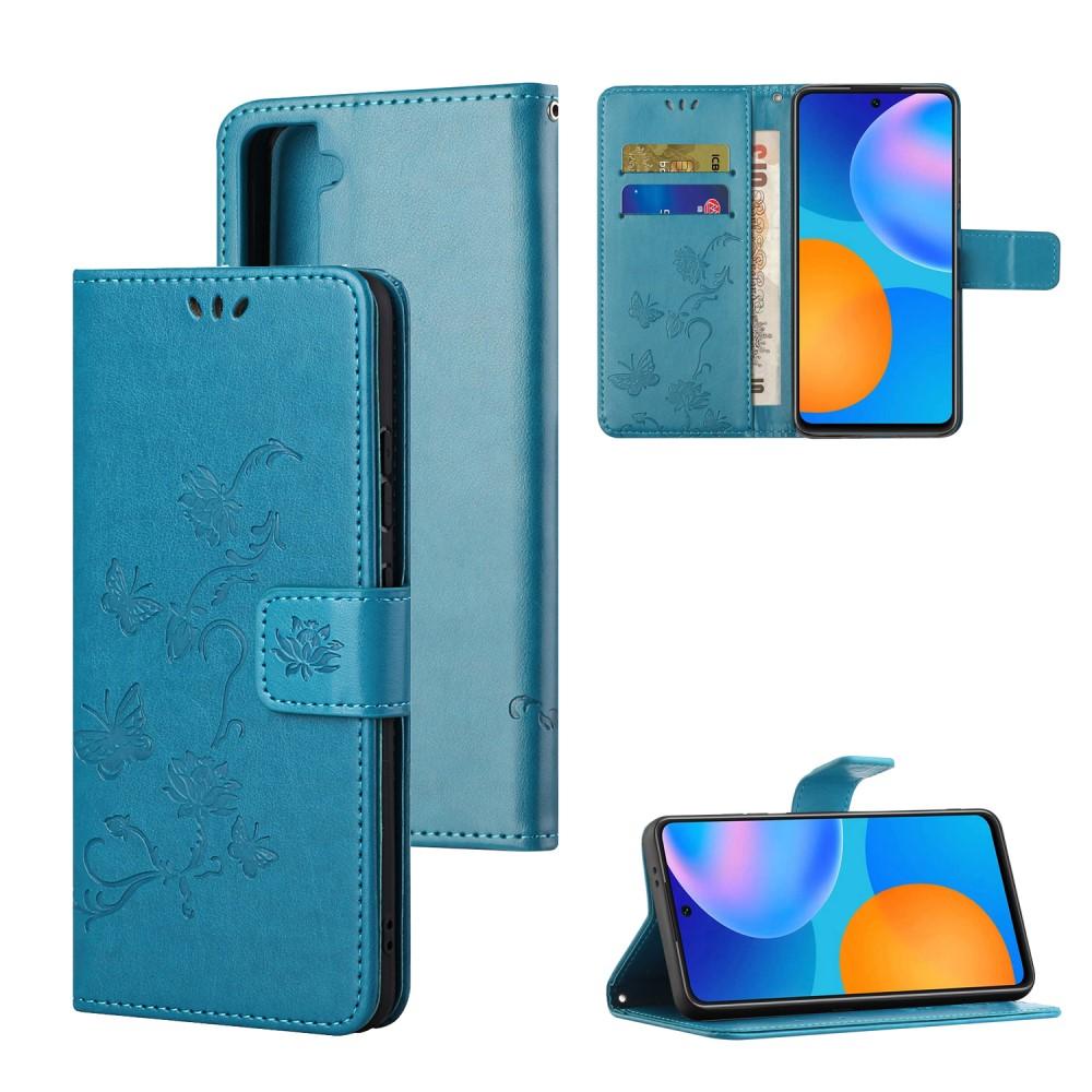Samsung Galaxy S21 Mobilfodral med fjärilar, blå