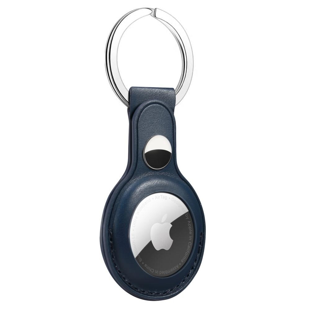 Apple AirTag Nyckelring med läderskal, blå