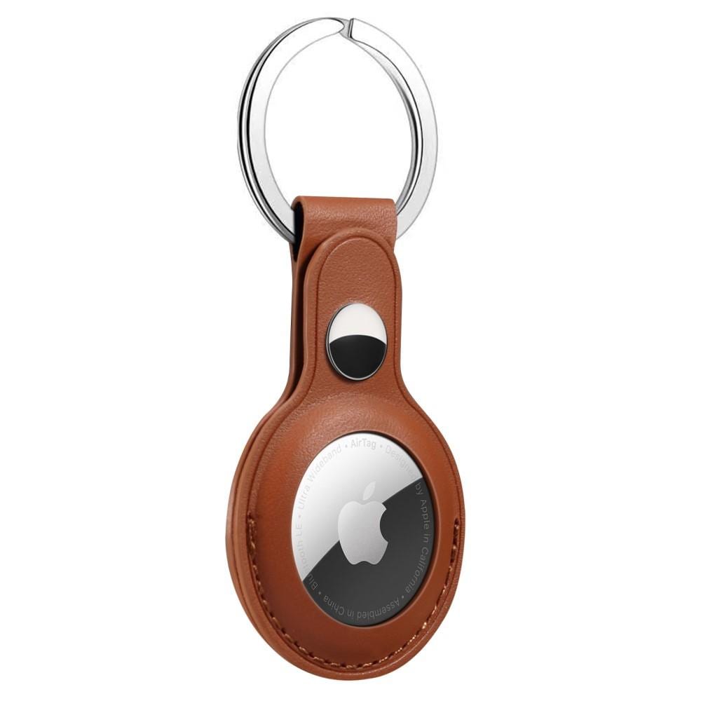 Apple AirTag Nyckelring med läderskal, Brun