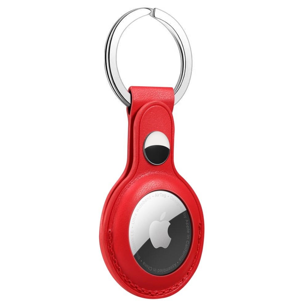 Apple AirTag Nyckelring med läderskal, röd