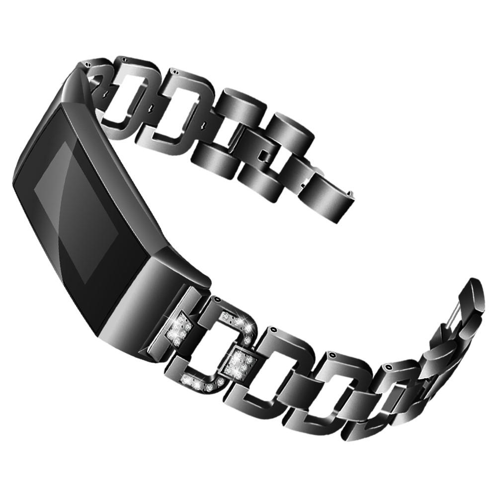Fitbit Charge 3/4 Lyxigt armband med glittrande stenar, svart