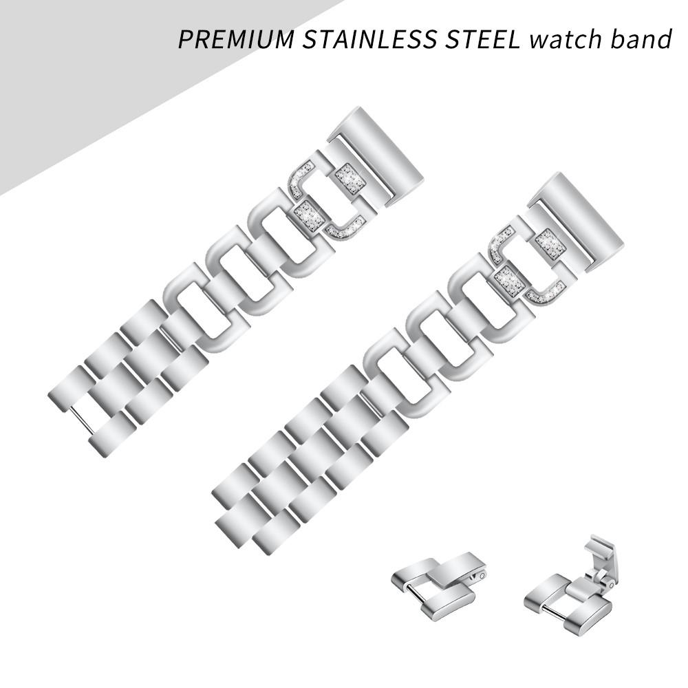 Fitbit Charge 3/Charge 4 Lyxigt armband med glittrande stenar, Silver