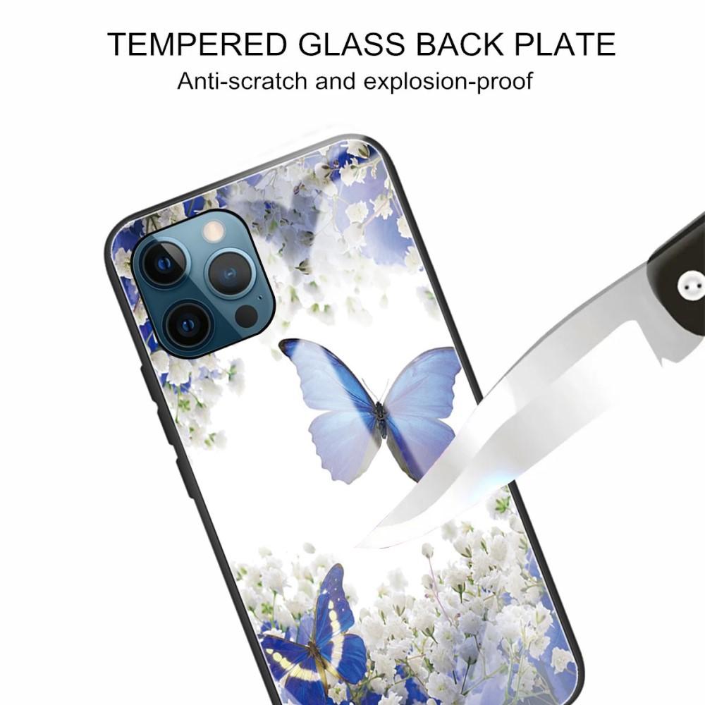 iPhone 12/12 Pro Mobilskal med baksida av glas, fjärilar
