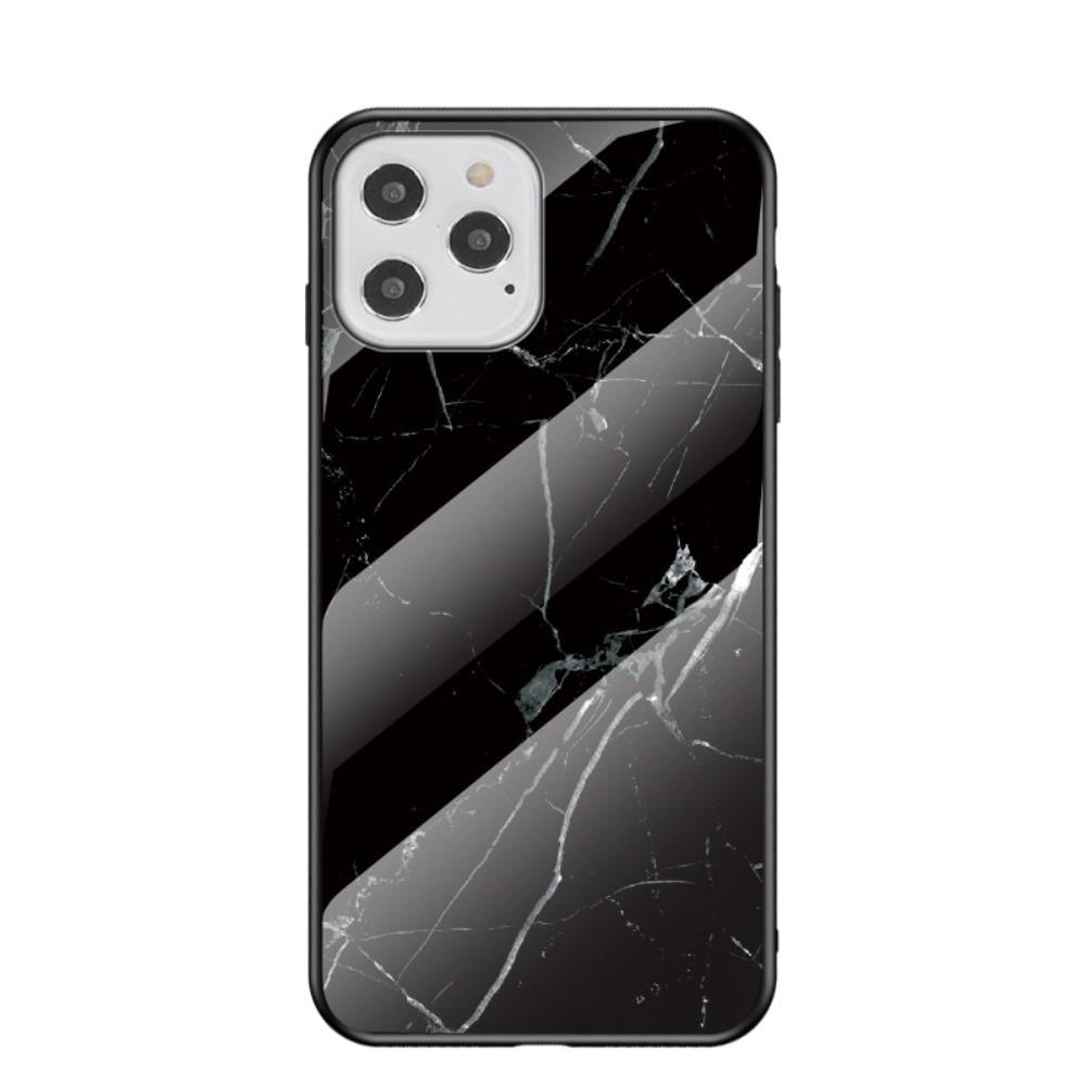 iPhone 12/12 Pro Mobilskal med baksida av glas, svart marmor