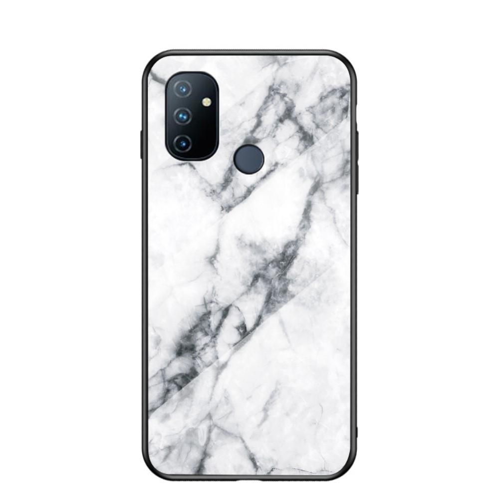 OnePlus Nord N100 Mobilskal med baksida av glas, vit marmor