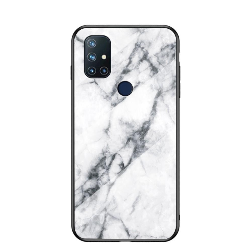 OnePlus Nord N10 5G Mobilskal med baksida av glas, vit marmor