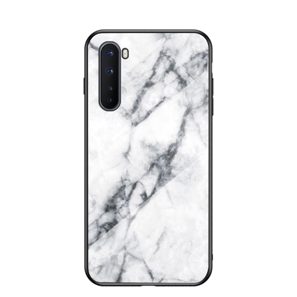 OnePlus Nord Mobilskal med baksida av glas, vit marmor