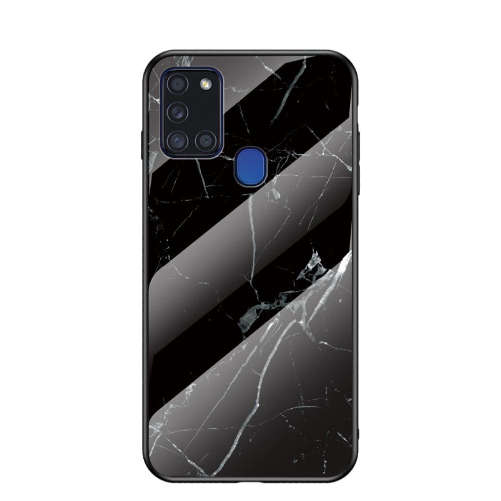 Samsung Galaxy A21s Mobilskal med baksida av glas, svart marmor