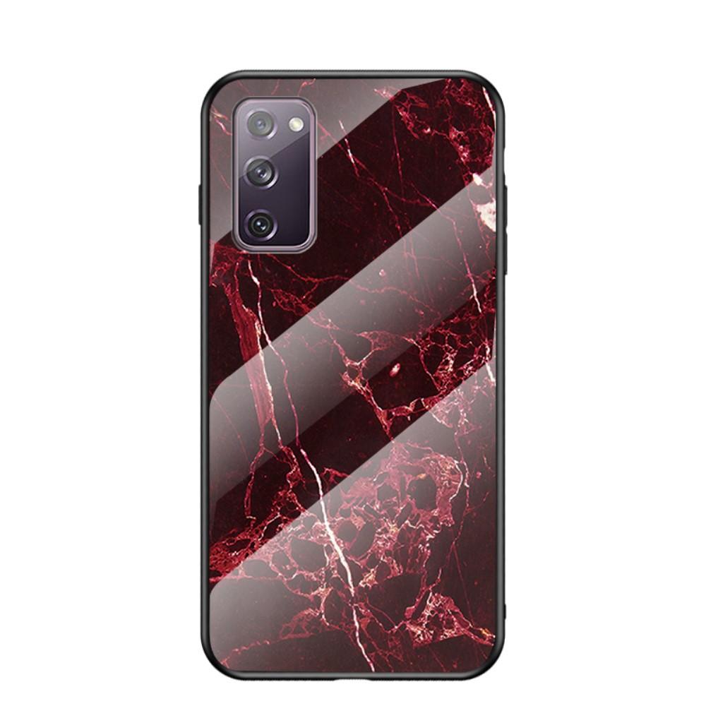 Samsung Galaxy S20 FE Mobilskal med baksida av glas, röd marmor