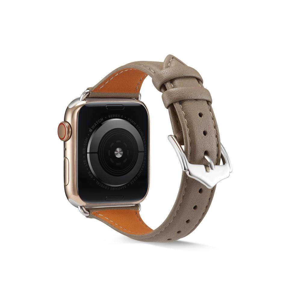 Apple Watch 44mm Smalt armband i äkta läder, grå