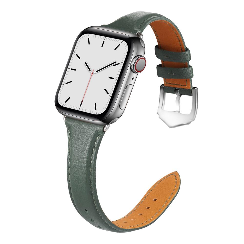 Apple Watch 45mm Series 7 Smalt armband i äkta läder, grön